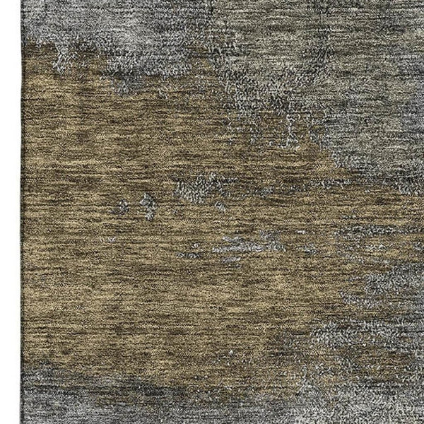 HomeRoots 10' X 14' Gray Silver Beige Abstract Area Rug - Modern Washable Design with UV Protection & Stain Resistance 683536