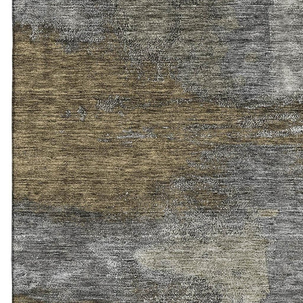 HomeRoots 10' X 14' Gray Silver Beige Abstract Area Rug - Modern Washable Design with UV Protection & Stain Resistance 683536