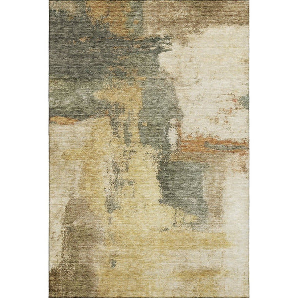 HomeRoots 5' X 8' Sage and Beige Abstract Area Rug - Washable, UV Protected, Ideal for Modern Living Spaces 683538
