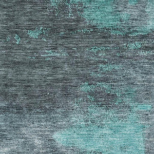 HomeRoots 5' Teal, Ivory & Charcoal Abstract Washable Area Rug – Durable, UV-Protected & Stain-Resistant Comfort 683544
