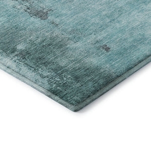 HomeRoots 8' X 10' Teal Ivory Charcoal Abstract Washable Area Rug - Stylish, Durable, UV-Protected Design! 683546