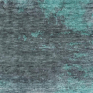 HomeRoots 8' X 10' Teal Ivory Charcoal Abstract Washable Area Rug - Stylish, Durable, UV-Protected Design! 683546