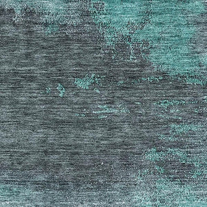 HomeRoots 9' X 12' Teal Ivory Charcoal Abstract Area Rug – Stain Resistant, UV Protected, Easy-Care Comfort 683547
