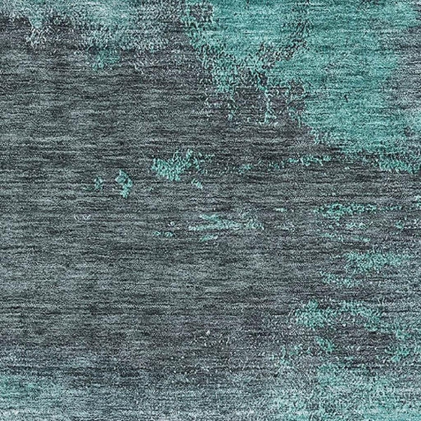 HomeRoots 9' X 12' Teal Ivory Charcoal Abstract Area Rug – Stain Resistant, UV Protected, Easy-Care Comfort 683547