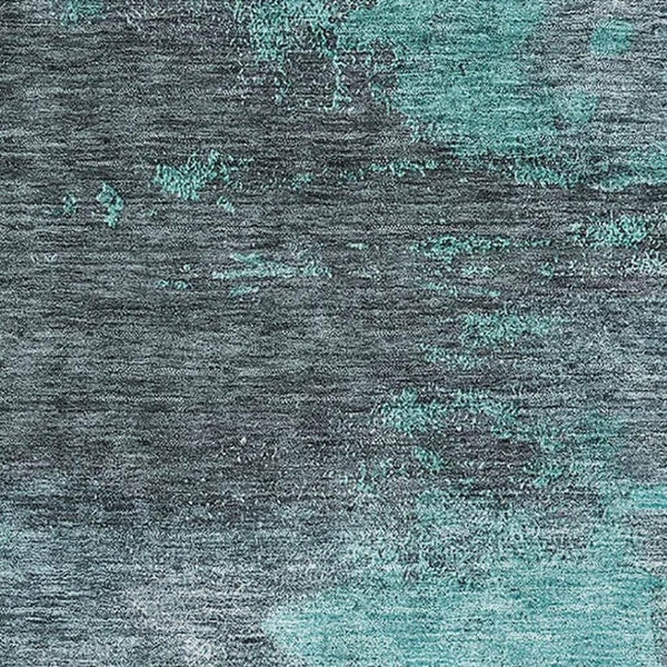 HomeRoots 10' X 14' Teal Ivory Charcoal Abstract Area Rug - Washable, Stain-Resistant, UV-Protected for Homes 683548