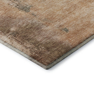 HomeRoots 5' X 8' Washable Terra Cotta Beige & Sage Abstract Area Rug with UV Protection for Modern Homes 683550
