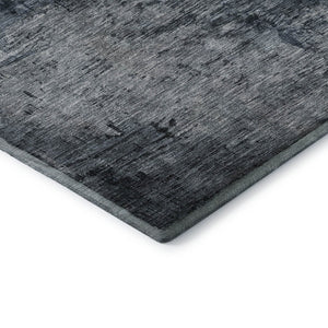 HomeRoots 5' Blue Gray and Gold Abstract Washable Area Rug - UV Protected, Stain-Resistant for High Traffic Spaces 683556