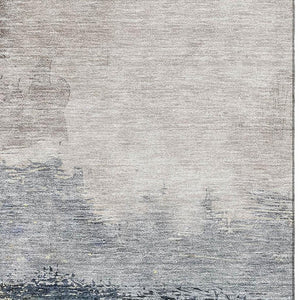 HomeRoots 5' Blue Gray and Gold Abstract Washable Area Rug - UV Protected, Stain-Resistant for High Traffic Spaces 683556
