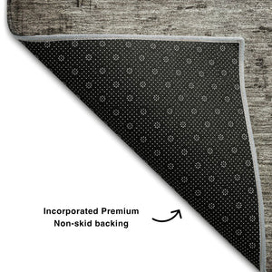 HomeRoots 8' Chocolate and Blue Abstract Washable Round Rug - UV-Protected, Durable, and Easy to Clean! 683563
