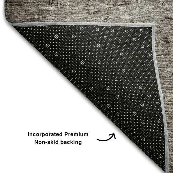 HomeRoots 8' Chocolate and Blue Abstract Washable Round Rug - UV-Protected, Durable, and Easy to Clean! 683563