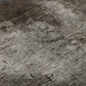 HomeRoots 8' Chocolate and Blue Abstract Washable Round Rug - UV-Protected, Durable, and Easy to Clean! 683563