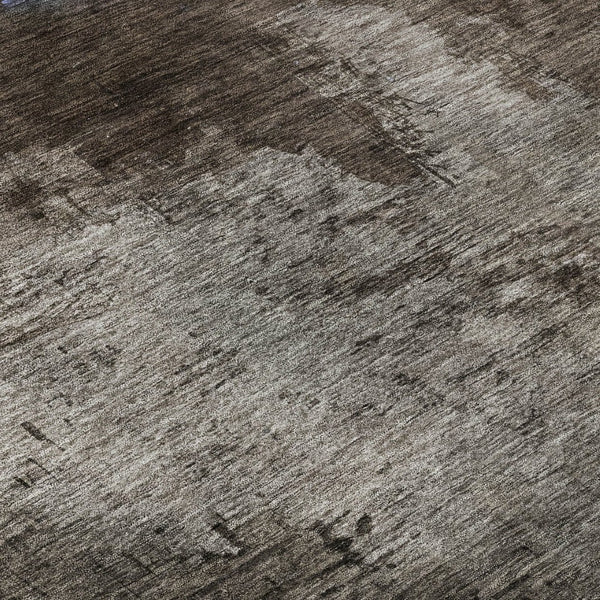 HomeRoots 8' Chocolate and Blue Abstract Washable Round Rug - UV-Protected, Durable, and Easy to Clean! 683563