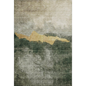 HomeRoots 10' X 14' Fern Green and Gold Abstract Area Rug - Washable, Stain-Resistant, UV Protected for Homes 683572