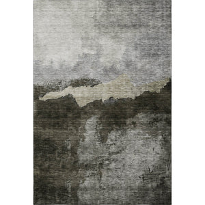 HomeRoots 5' Abstract Taupe and Beige Washable Area Rug with UV Protection – Durable, Stain-Resistant Design 683574