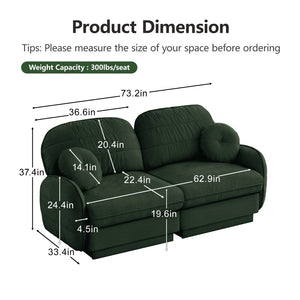 English Elm Chenille Cloud Loveseat with Quilted Back Cushions Deep Foam Seat Modern Living Room Sofa Green W714S01765