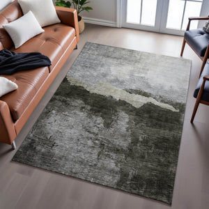 HomeRoots 9' X 12' Taupe & Beige Abstract Area Rug – Washable, Stain Resistant, UV Protected for Modern Spaces! 683577