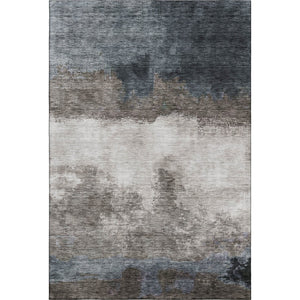 HomeRoots 5' X 8' Gray Silver Abstract Area Rug - Washable, UV Protected, Stylish & Durable for Any Room 683586
