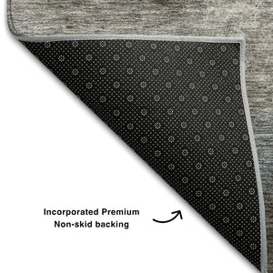 HomeRoots 5' X 8' Gray Silver Abstract Area Rug - Washable, UV Protected, Stylish & Durable for Any Room 683586