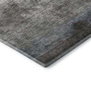 HomeRoots 9' X 12' Gray And Silver Abstract Area Rug – Durable, Washable, UV-Protected for High-Traffic Spaces 683589