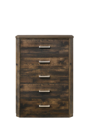 English Elm Elettra Rustic Finish Dresser with 6 Smooth-Glide Drawers, Brushed Nickel Handles, Dust-Proof Design Walnut 54 L x 19 W x 37 H B2726P261233