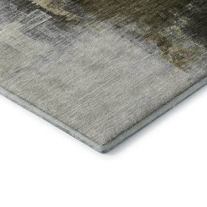 HomeRoots 8' Khaki and Beige Abstract Washable Round Rug – Durable, UV-Protected, Perfect for Any Space! 683593