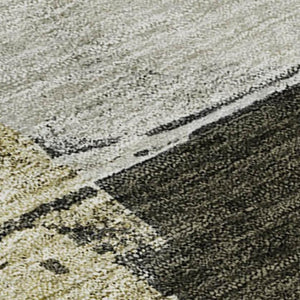 HomeRoots 8' X 10' Khaki-Beige Abstract Area Rug - Washable, UV-Protected, Durable for High-Traffic Spaces! 683594