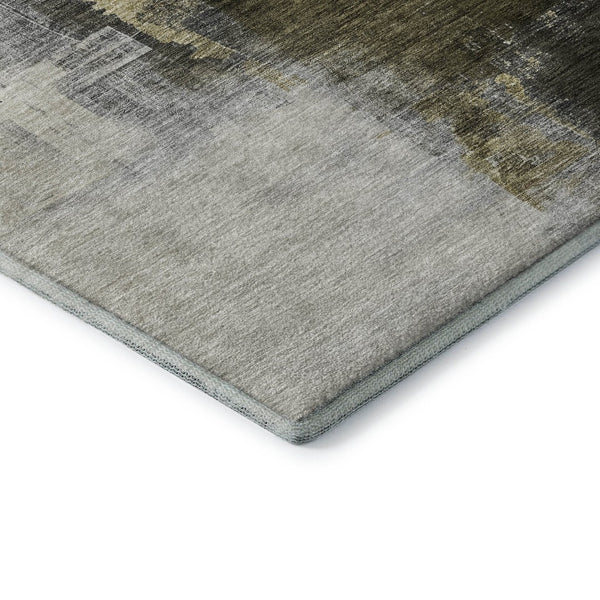HomeRoots 9' X 12' Khaki and Beige Abstract Area Rug - Washable, UV Protected, Stain Resistant for High-Traffic Spaces 683595
