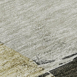 HomeRoots 9' X 12' Khaki and Beige Abstract Area Rug - Washable, UV Protected, Stain Resistant for High-Traffic Spaces 683595