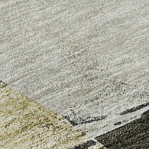 HomeRoots 9' X 12' Khaki and Beige Abstract Area Rug - Washable, UV Protected, Stain Resistant for High-Traffic Spaces 683595