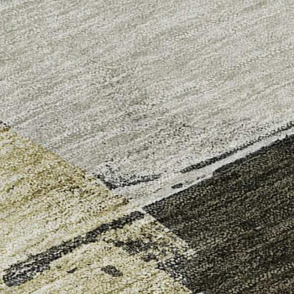 HomeRoots 9' X 12' Khaki and Beige Abstract Area Rug - Washable, UV Protected, Stain Resistant for High-Traffic Spaces 683595