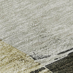 HomeRoots 10' X 14' Khaki and Beige Abstract Area Rug – Washable, UV Protected, Durable for High-Traffic Spaces 683596