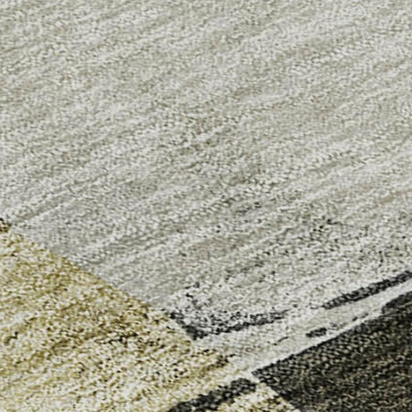 HomeRoots 10' X 14' Khaki and Beige Abstract Area Rug – Washable, UV Protected, Durable for High-Traffic Spaces 683596