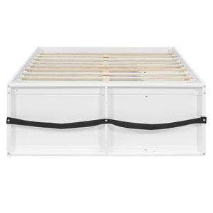 English Elm Full Size Kids Platform Bed with Led Lighting Bookshelf Display Cabinet and Storage Drawer White+Natural N820S00077K
