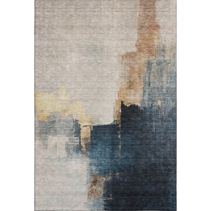 HomeRoots 8' X 10' Taupe and Blue Abstract Washable Area Rug - Durable, UV-Protected, Easy-Care Design for Homes 683600