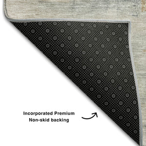 HomeRoots 8' X 10' Taupe and Blue Abstract Washable Area Rug - Durable, UV-Protected, Easy-Care Design for Homes 683600