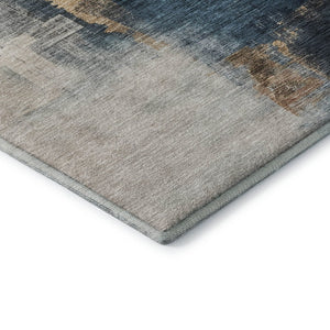 HomeRoots 8' X 10' Taupe and Blue Abstract Washable Area Rug - Durable, UV-Protected, Easy-Care Design for Homes 683600