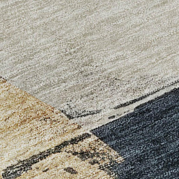 HomeRoots 8' X 10' Taupe and Blue Abstract Washable Area Rug - Durable, UV-Protected, Easy-Care Design for Homes 683600