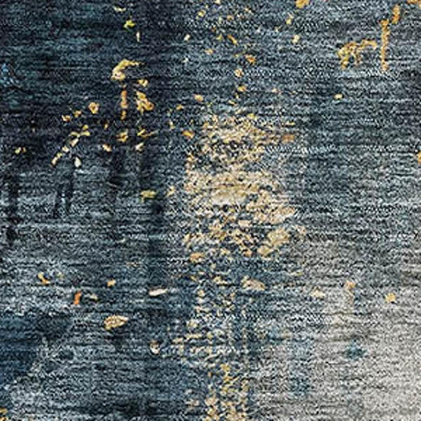 HomeRoots 8' X 10' Modern Blue Gold Silver Abstract Washable Area Rug with UV Protection & Easy Care Design 683606