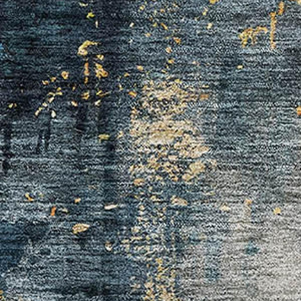 HomeRoots 9' X 12' Blue Gold Silver Abstract Area Rug - Stylish, Washable, UV-Protected, Durable Design for Homes 683607