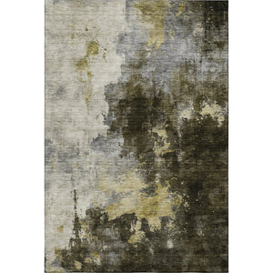 HomeRoots 5' X 8' Brown Gold & Silver Abstract Area Rug - Washable, UV Protected, Ideal for Busy Homes! 683610