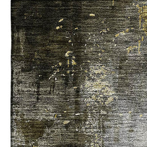 HomeRoots 8' X 10' Modern Brown Gold Silver Abstract Washable Area Rug - Stain Resistant & UV Protected Decor 683612