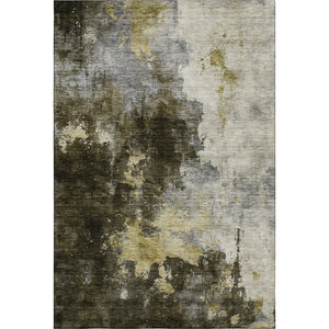 HomeRoots 9' X 12' Abstract Brown, Gold & Silver Washable Area Rug with UV Protection for Stylish Homes 683613