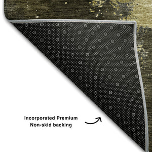 HomeRoots 9' X 12' Abstract Brown, Gold & Silver Washable Area Rug with UV Protection for Stylish Homes 683613