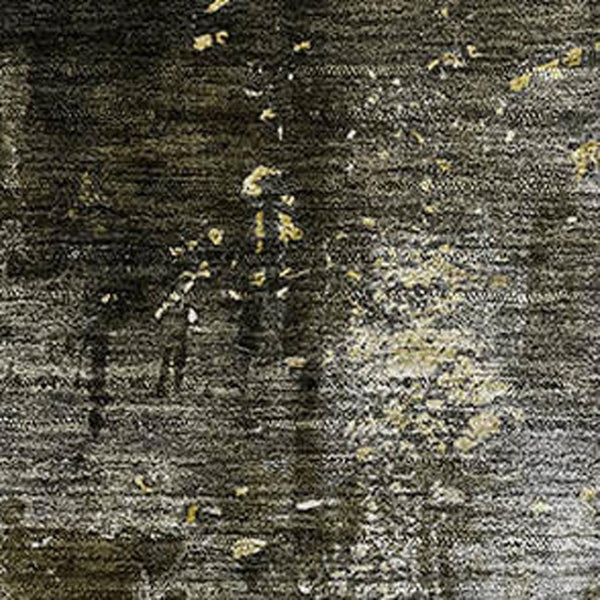 HomeRoots 9' X 12' Abstract Brown, Gold & Silver Washable Area Rug with UV Protection for Stylish Homes 683613