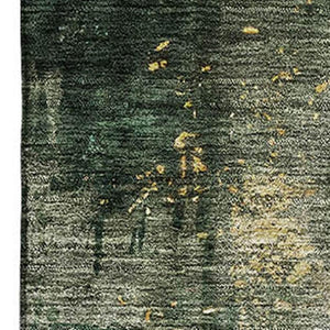 HomeRoots 8' X 10' Stylish Fern Green Gold Silver Abstract Washable Area Rug with UV Protection & Durability 683618
