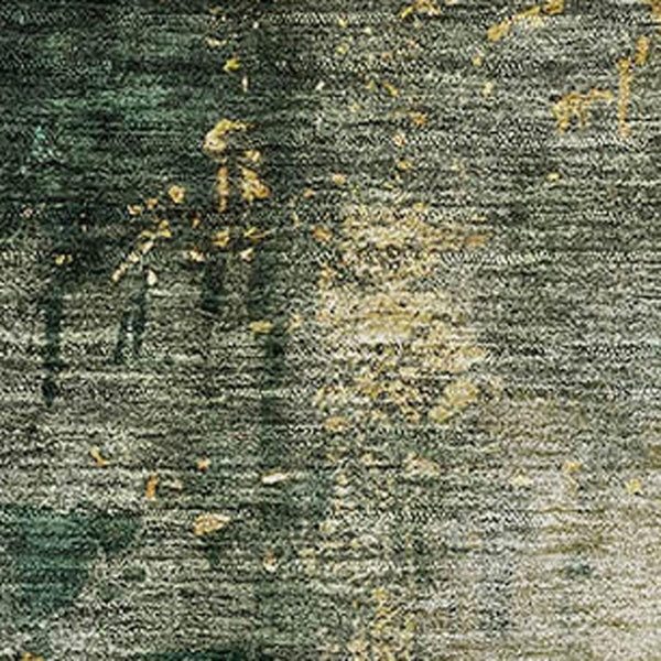 HomeRoots 9' X 12' Modern Fern Green Gold Silver Abstract Area Rug - Washable, UV Protected, Stain Resistant 683619