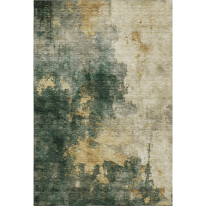 HomeRoots 10' X 14' Modern Fern Green Abstract Area Rug - Washable, UV-Protected, Perfect for Family Spaces 683620