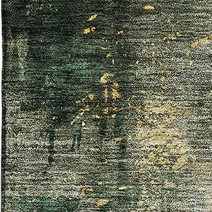 HomeRoots 10' X 14' Modern Fern Green Abstract Area Rug - Washable, UV-Protected, Perfect for Family Spaces 683620