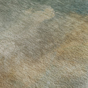 HomeRoots 5' Washable Area Rug in Artichoke Green, Beige & Teal – Stain-Resistant, UV-Protected, Cozy Comfort 683622