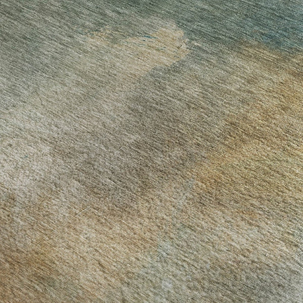 HomeRoots 5' Washable Area Rug in Artichoke Green, Beige & Teal – Stain-Resistant, UV-Protected, Cozy Comfort 683622